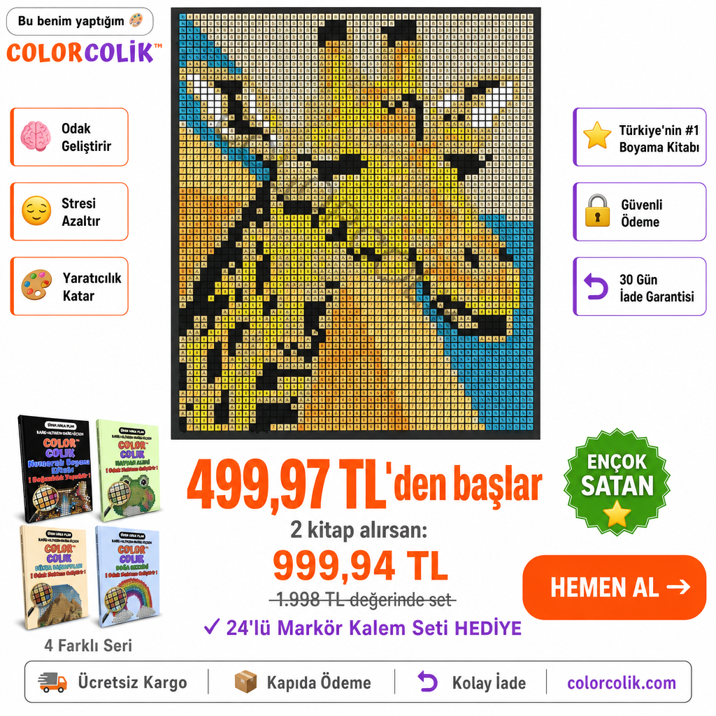 ColorColik™ - Gizem Numaralı Boyama Kitabı 60 Sayfa