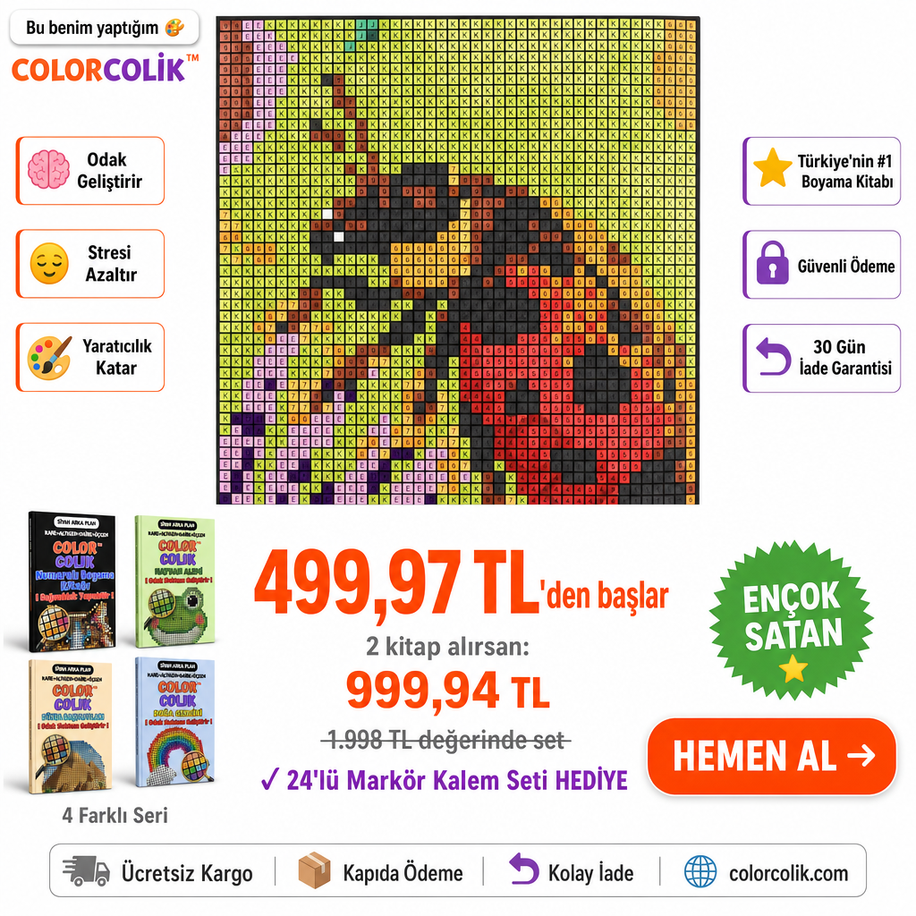 ColorColik™ - Gizem Numaralı Boyama Kitabı 60 Sayfa
