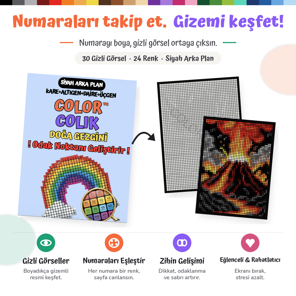 ColorColik™ - Gizem Numaralı Boyama Kitabı 60 Sayfa