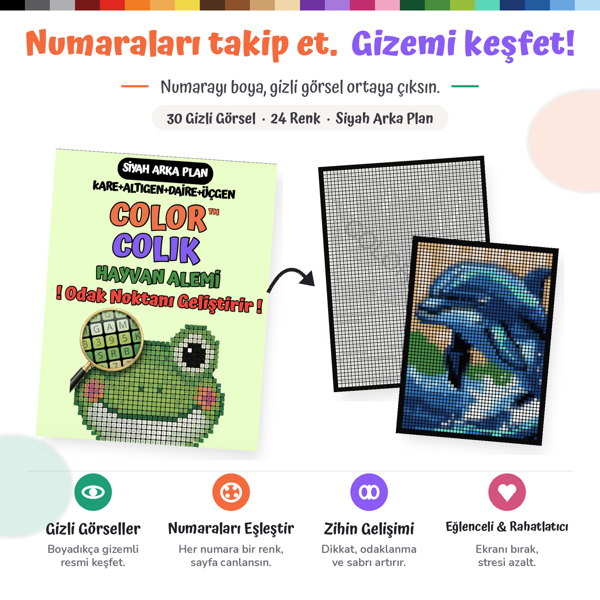 ColorColik™ - Gizem Numaralı Boyama Kitabı 60 Sayfa